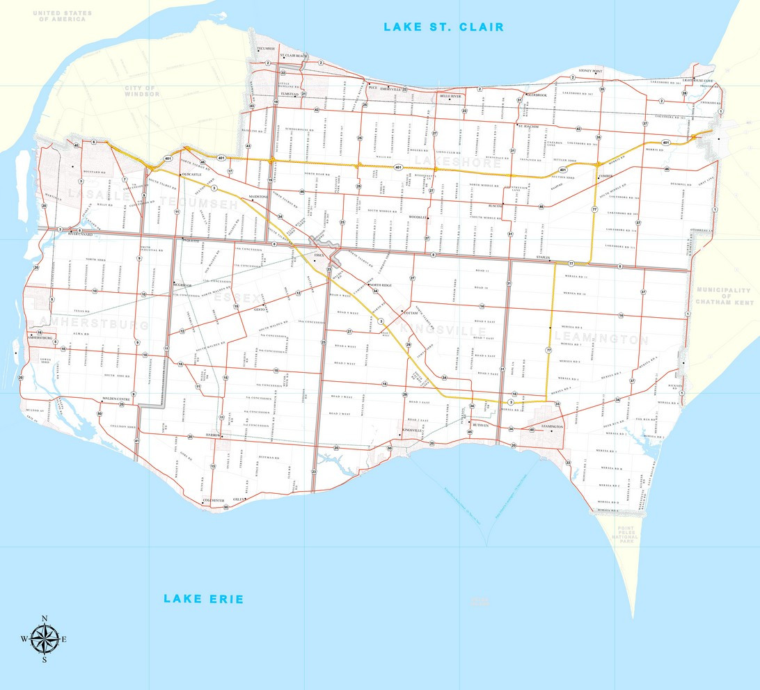 Map of Essex County Ontario