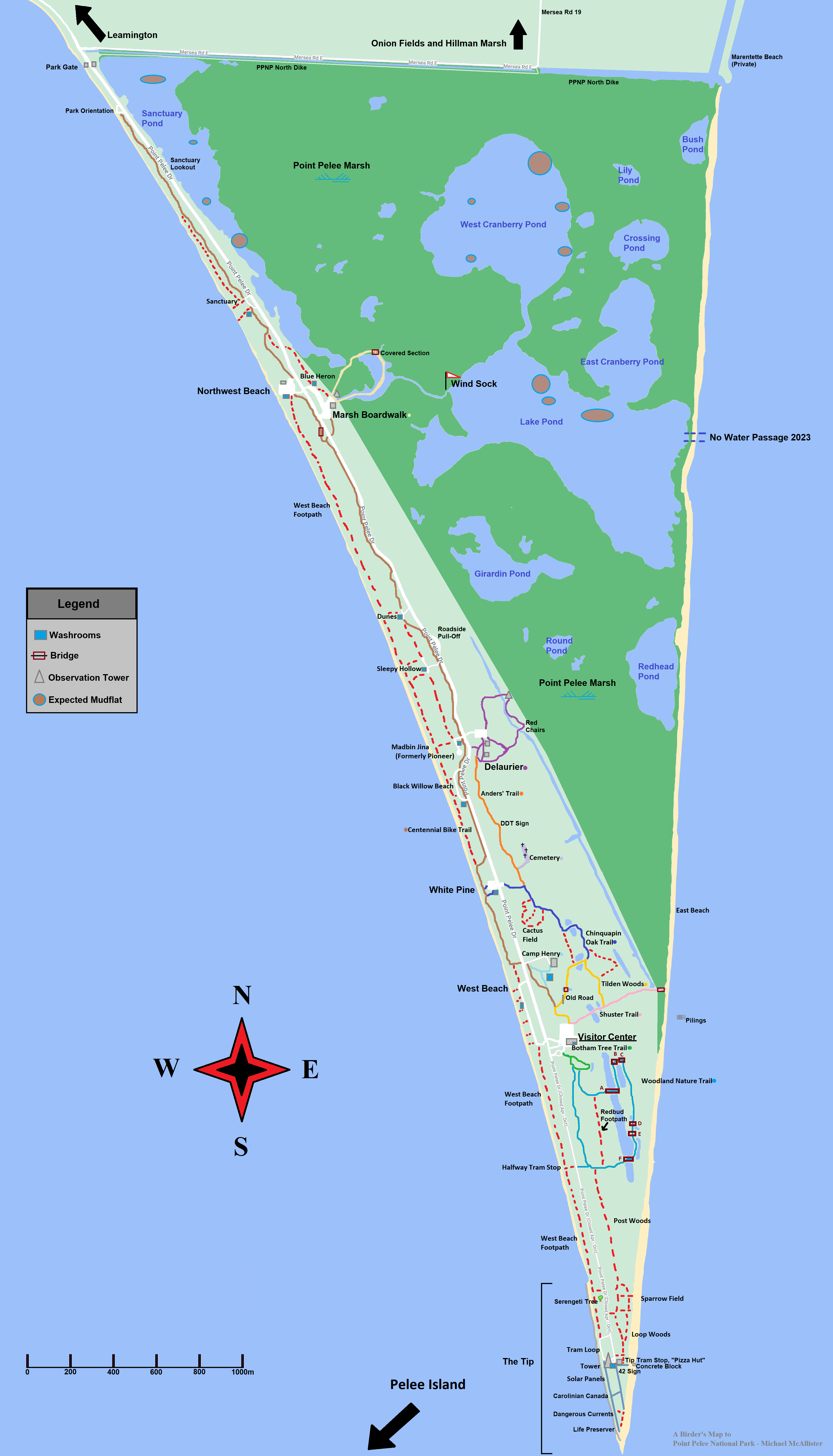 Birding Map of Point Pelee National Park